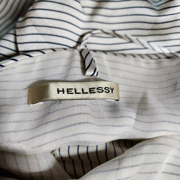Hellessy Striped Slip Dress S | Silk Feel | Ivory/Navy | Blouson Overlay - Picture 2 of 8